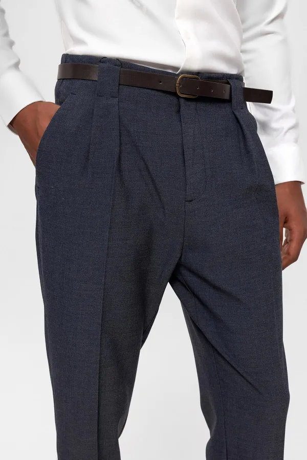Antioch Indigo Belted Double Hem Trousers