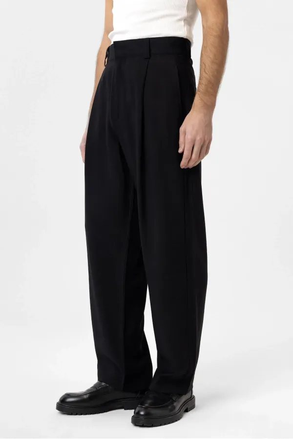Antioch Black Pleated Baggy Fit Men's Trousers