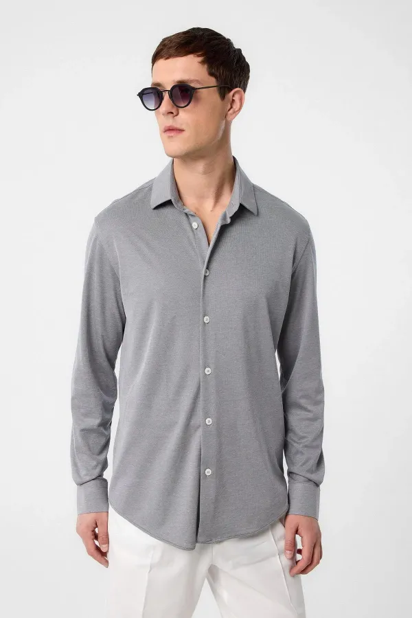 Antioch Gri Slim Fit Erkek Gömlek