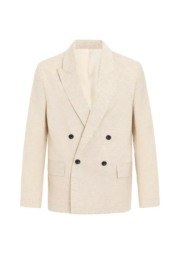 Veste blazer homme Antioch Ecru Relax Fit en lin mélangé