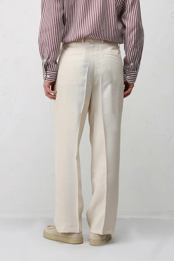 Antioch Cream Modal Fabric Men's Trousers
