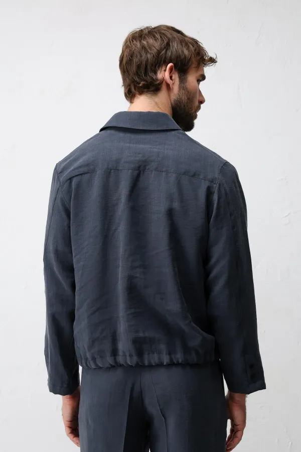 Antioch Navy Blue Lyocell Blend Men's Summer Jacket