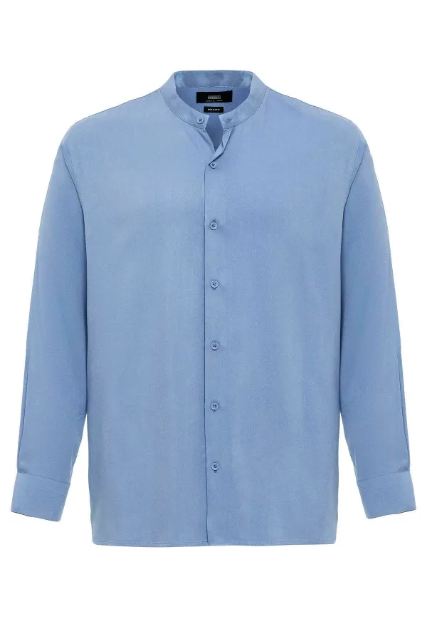Antioch Baby Blue Mandarin Collar Regular Fit Men's Shirt