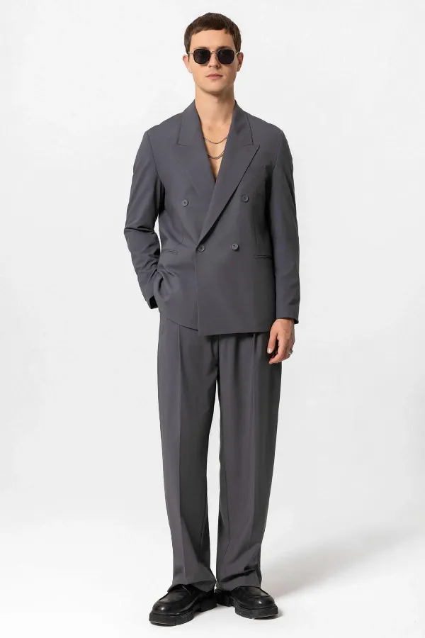 Antioch Anthracite Single Button Double-Breasted Men's Blazer Jacket