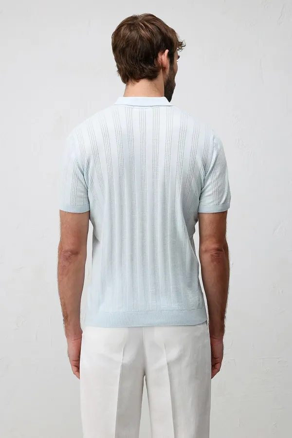 Polo garçon Antioch Bebe bleu en maille texturée