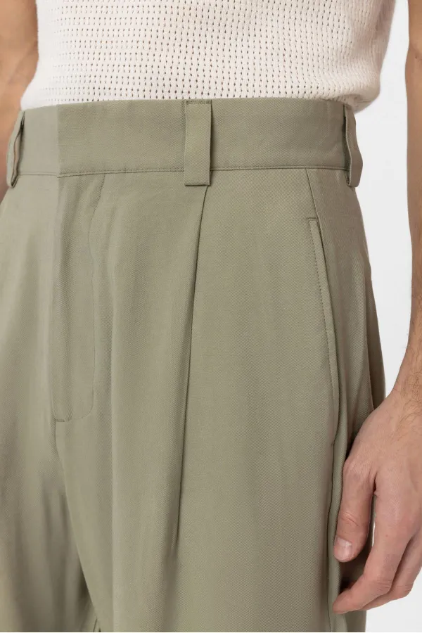 Antioch Haki Pileli Baggy Fit Erkek Pantolon