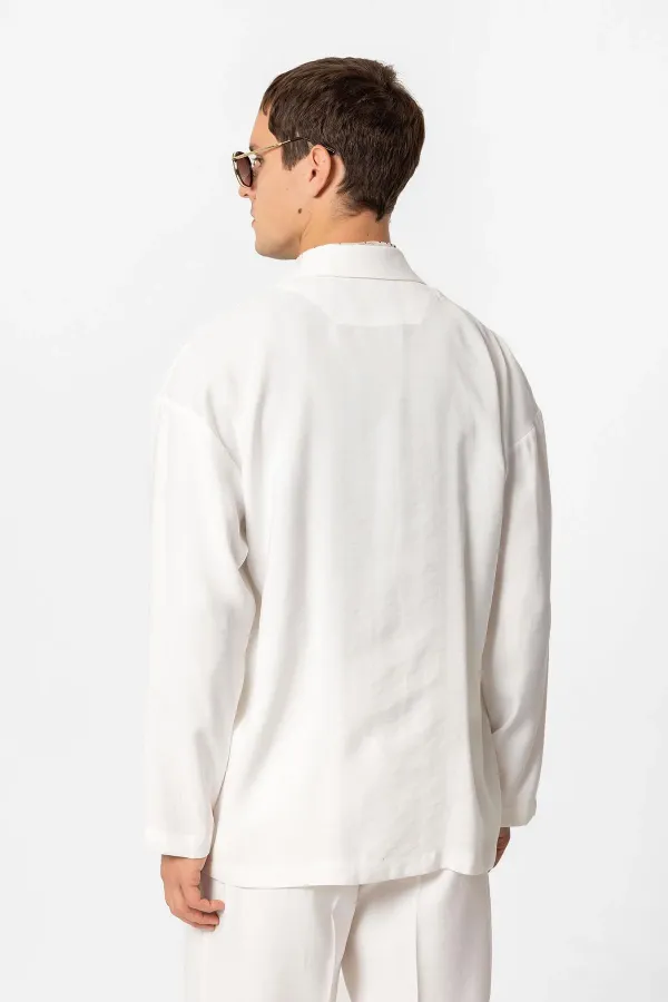 Antioch Ekru Oversize Astarsız Erkek Blazer Ceket