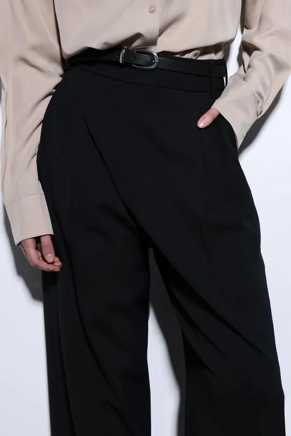 Antioch Siyah Pileli Palazzo Kadın Pantolon