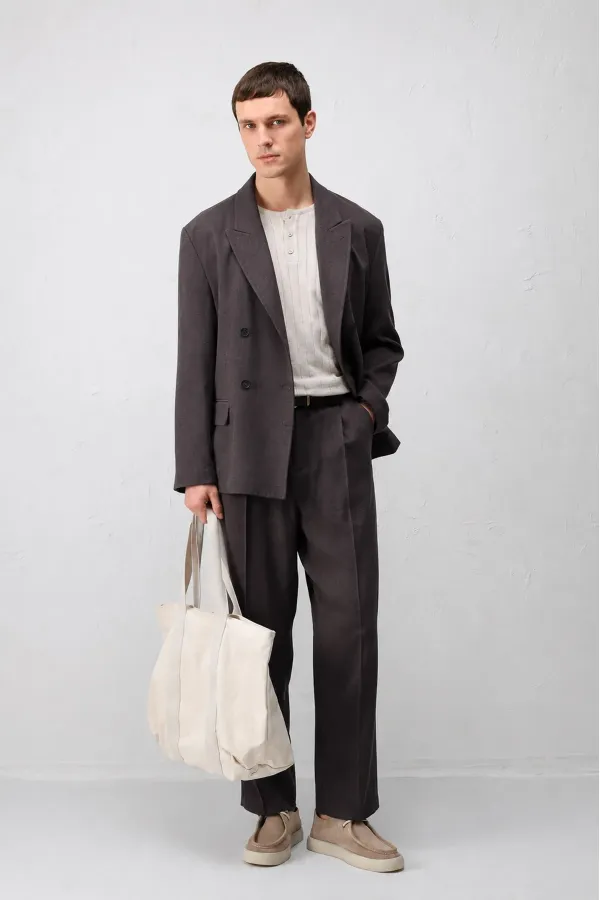 Antioch Koyu Kahve Modal Karışımlı Relaxed Fit Erkek Blazer Ceket