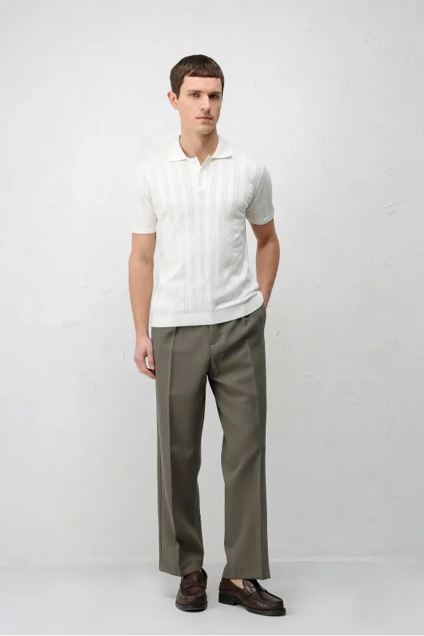 Antioch Dark Khaki Relax Fit Baggy Pleated Men's Trousers