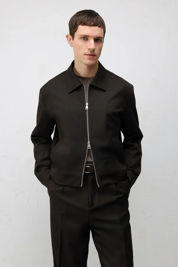 Veste homme Antioch marron foncé coupe décontractée à fermeture éclair