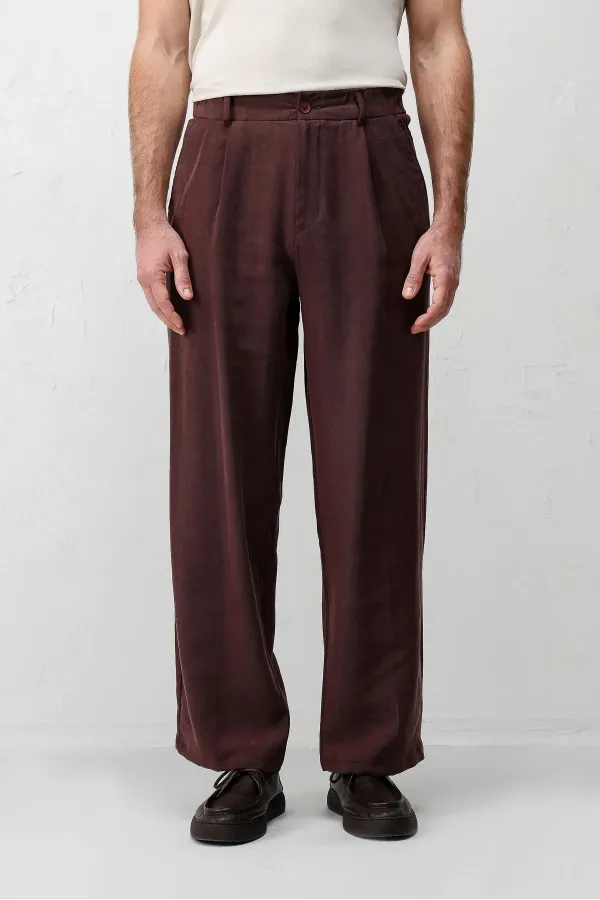 Antioch Bordo Lyocell Karışımlı Erkek Pantolon