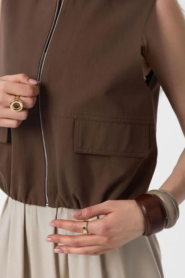 Antioch Kahve Oversize Kadın Yelek