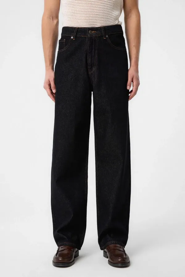 Antioch Siyah Yüksek Bel Relaxed Fit Erkek Kot Pantolon