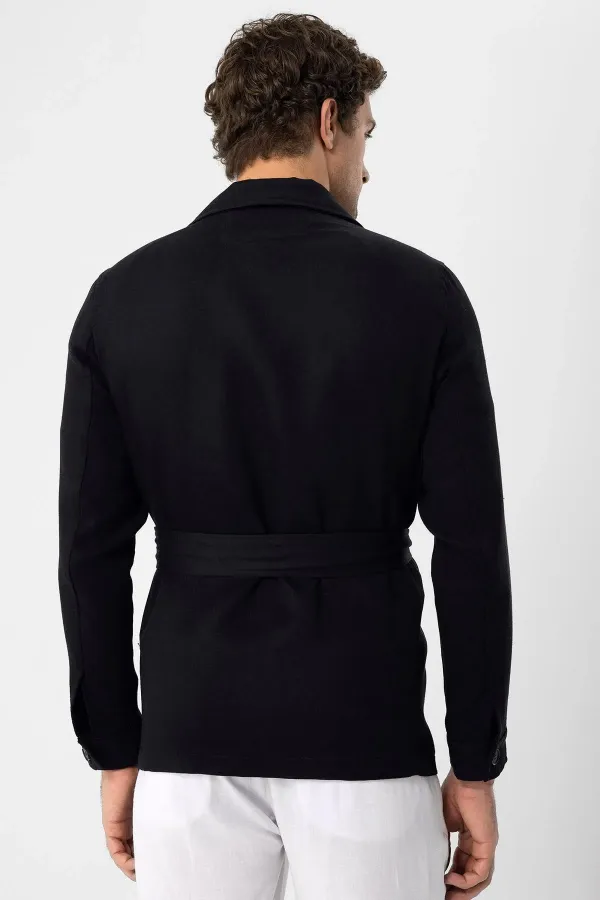 Veste de saison en lin pour homme Antioch Black Belted