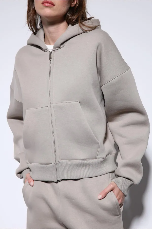 Antioch Light Mink Zip-Up Hooded Women's Sweatshirt
