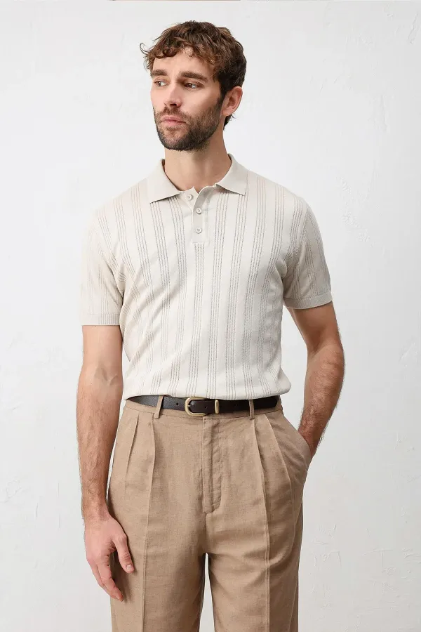 Polo homme en maille texturée Antioch Stone