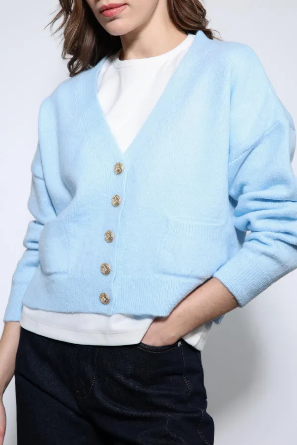 Antioch Mavi Yün Karışımlı Hırka