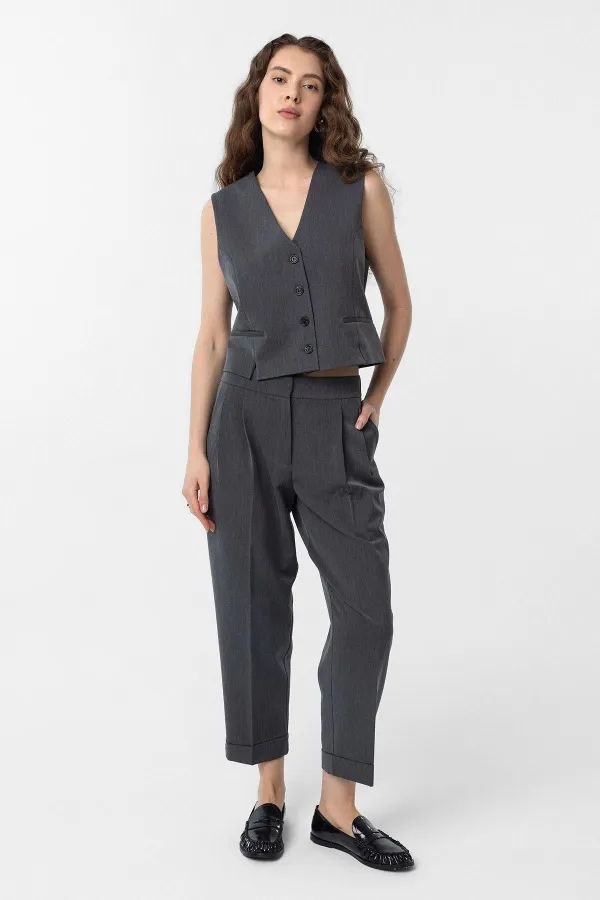 Antioch Antrasit Yırtmaçlı Kadın Yelek