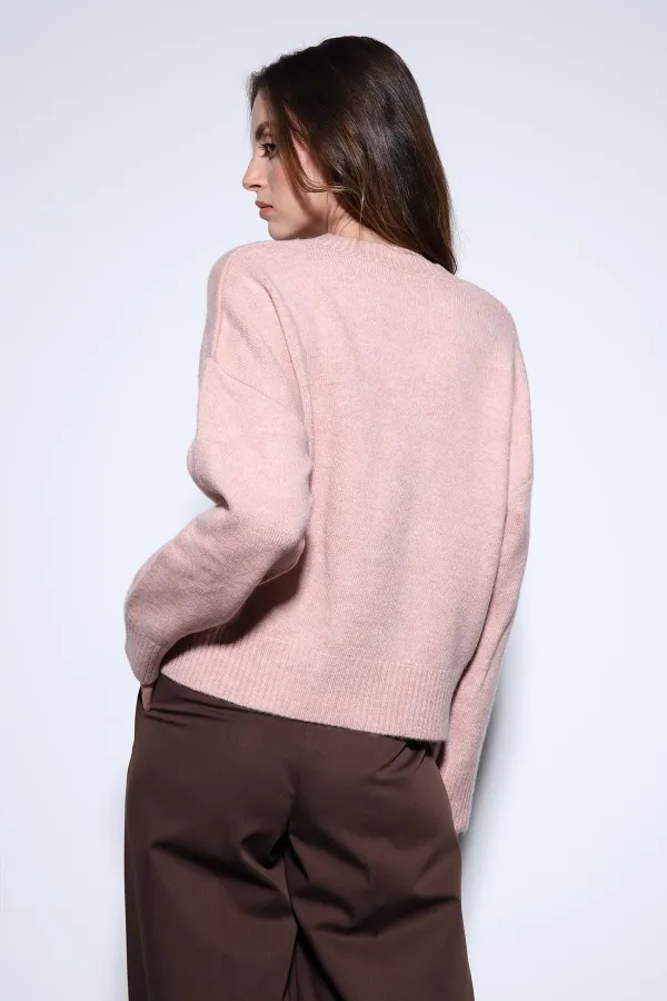 Pull en laine mélangée rose poudré Antioch pour femme
