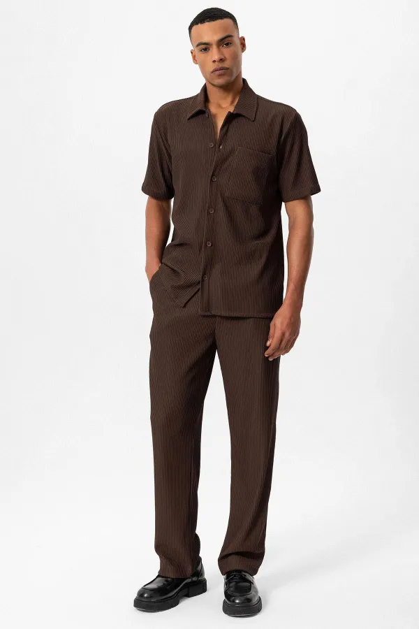 Chemise à manches courtes côtelée Antioch Coffee pour homme