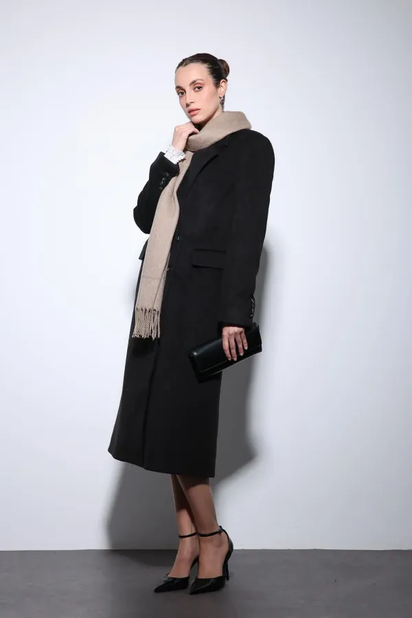 Antioch Black Wool Blend Double-Breasted Women's Coat