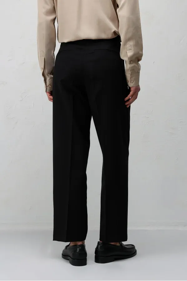 Antioch Black Relax Fit Pleated Men's Trousers