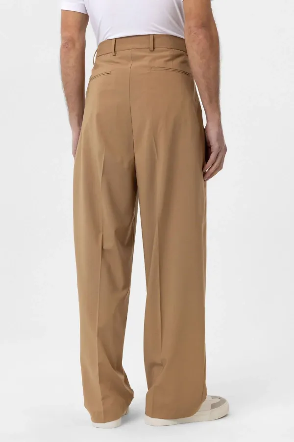 Antioch Camel Baggy Yüksek Bel Erkek Kumaş Pantolon