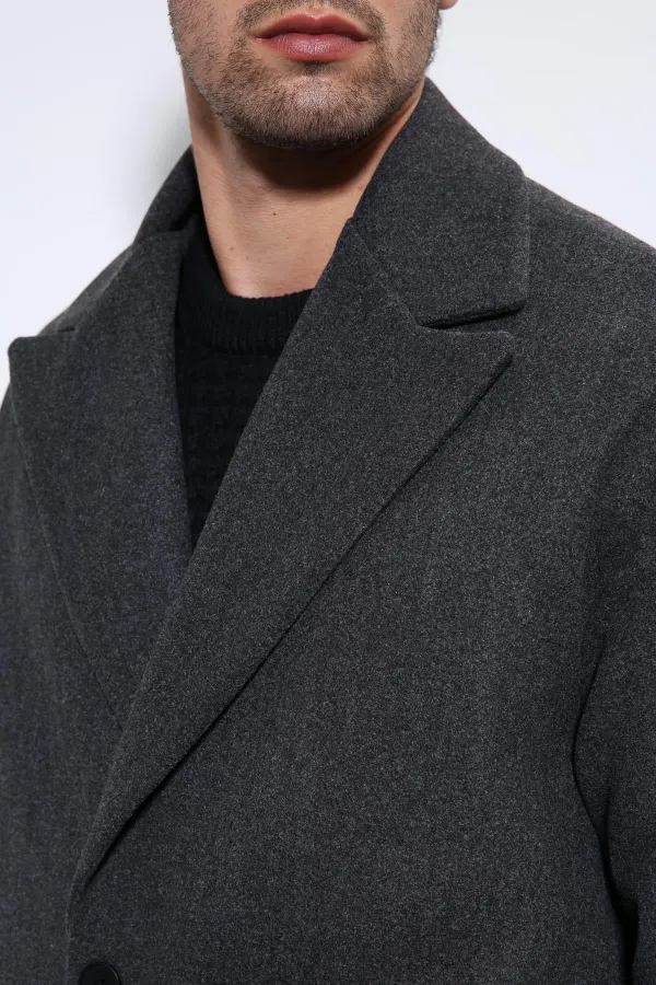 Antioch Antrasit Oversize Kruvaze Erkek Kaban