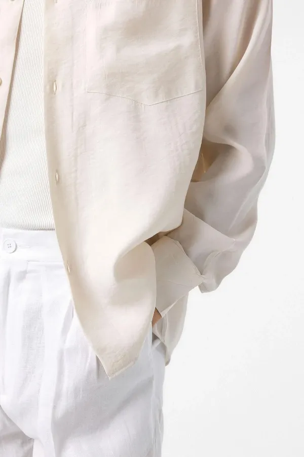 Antioch Ekru Modal Kumaş Relax Fit Erkek Gömlek