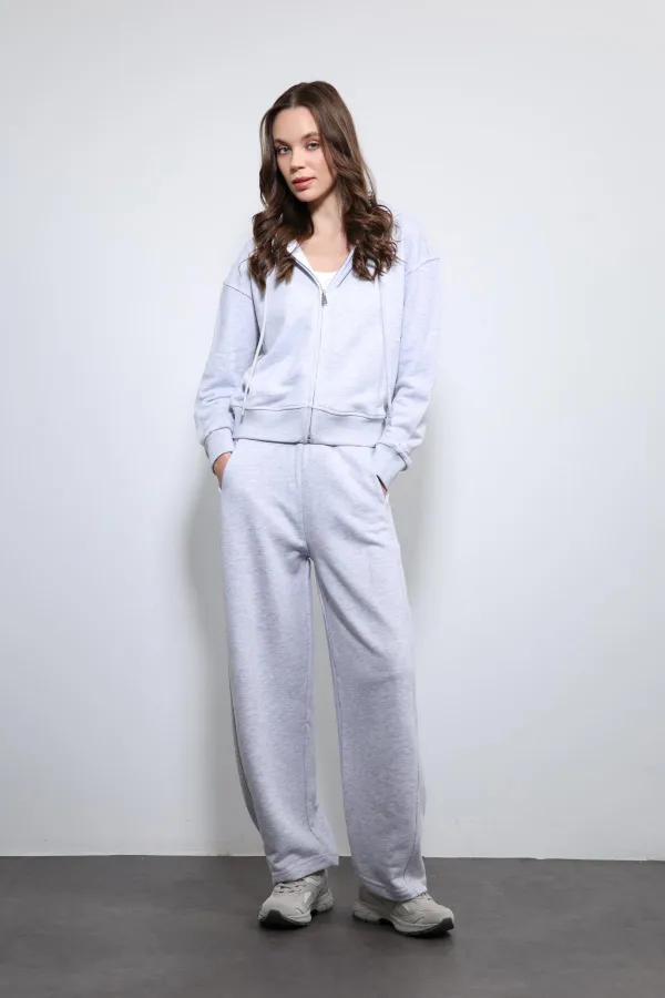 Antioch Gri Melanj Kapüşonlu Eşofman Takım