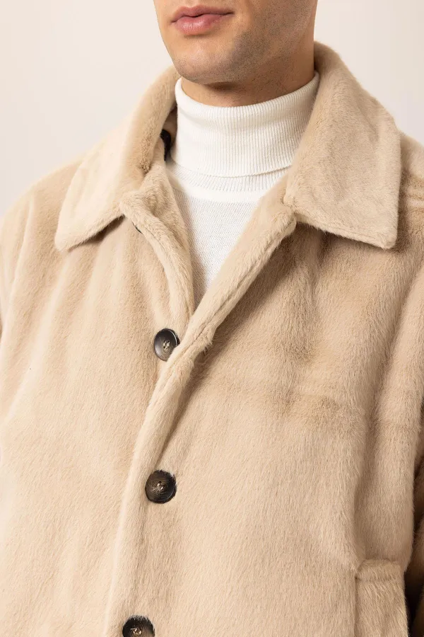 Antioch Beige Relax Fit Soft Textured Men's Jacket