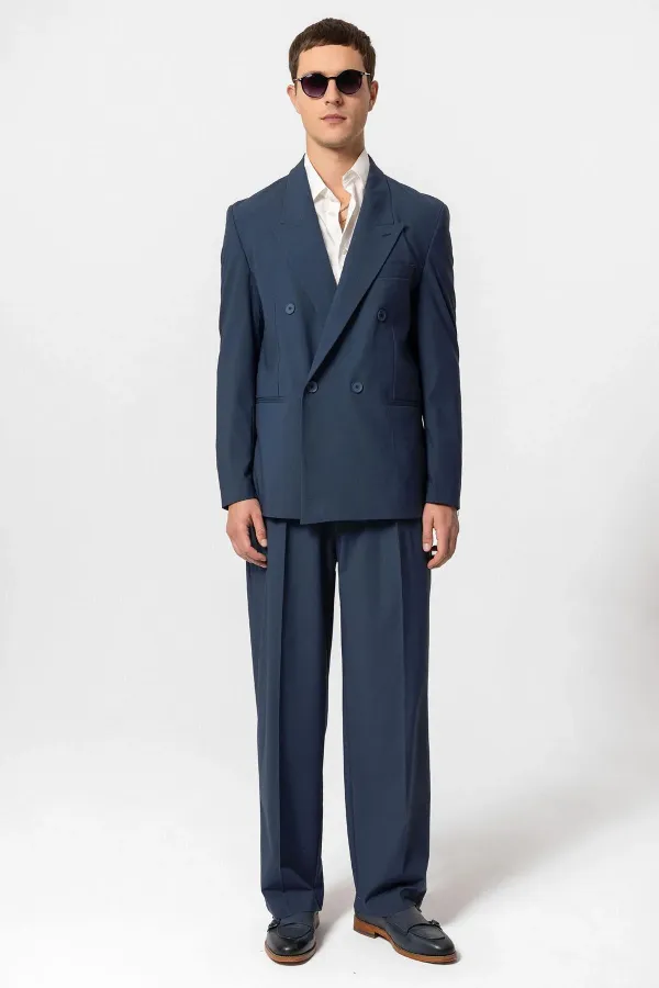 Antioch Indigo Single Button Double-Breasted Men's Blazer Jacket