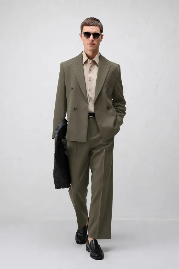 Antioch Haki Relax Fit Kruvaze Erkek Blazer Ceket Antioch Haki Relax Fit Kruvaze Erkek Blazer Ceket