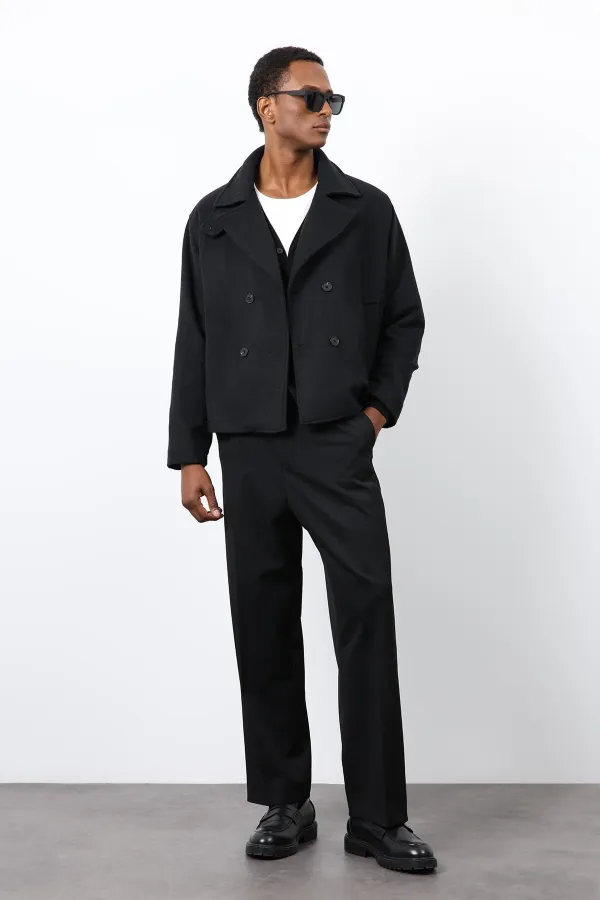 Antioch Black Double-Breasted Short Men's Coat