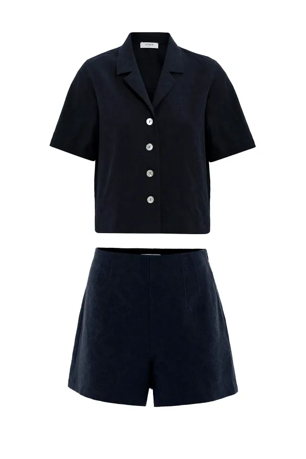 Antioch Siyah Gömlek Şort Kadın Takım