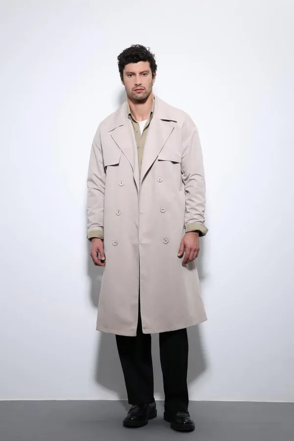 Trench-coat croisé Antioch Stone avec ceinture
