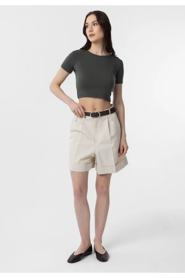 Antioch Haki Crop Kadın T-Shirt