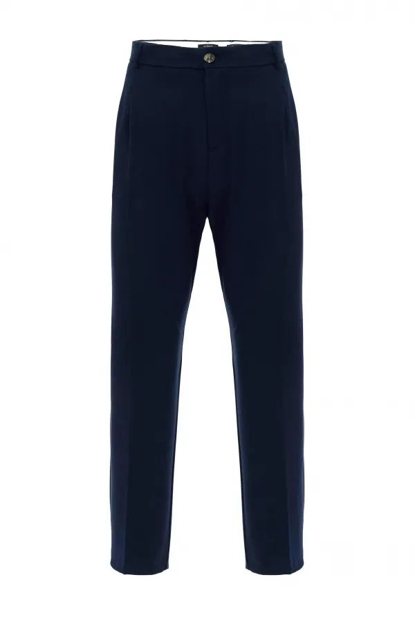Pantalon homme Antioch bleu marine à taille haute plissée et coupe décontractée