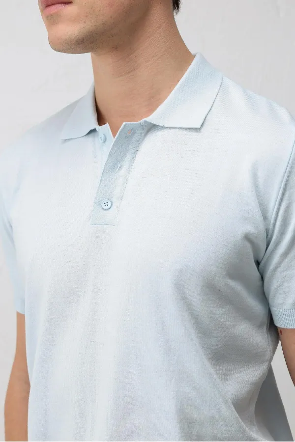 Antioch Bebe Mavi Comfort Slim Polo Yaka Erkek Triko T-Shirt