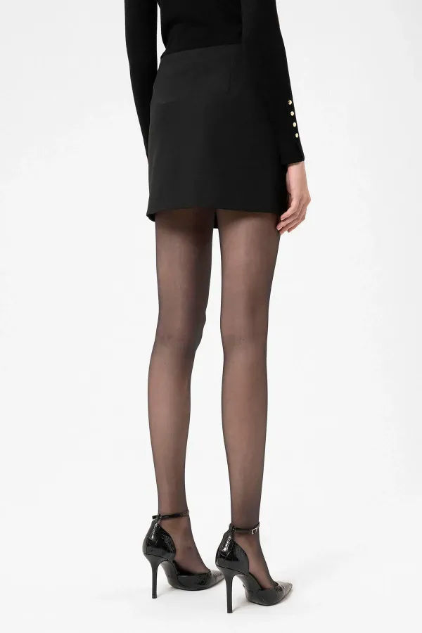 Antioch Siyah Kadın Düğme Detaylı Mini Etek