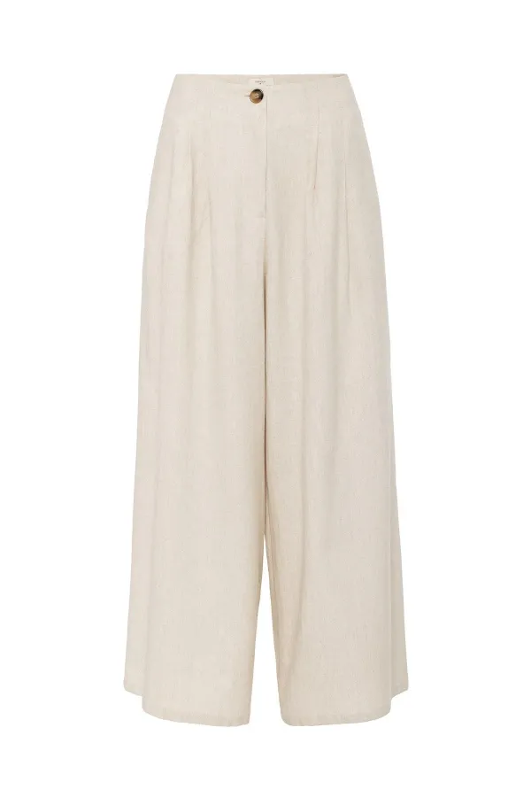 Antioch Ekru Keten Karışımlı Kadın Culotte Pantolon