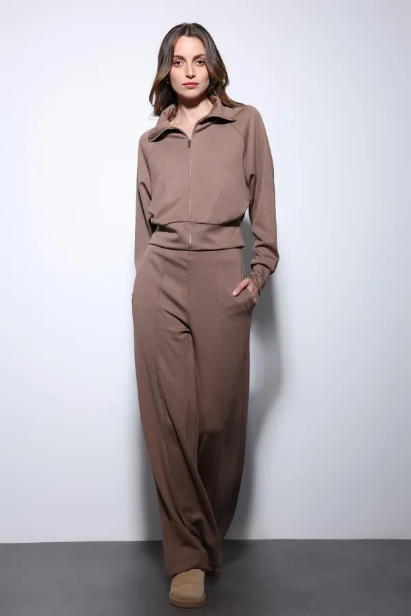 Antioch Bej Fermuarlı Kadın Eşofman Takım