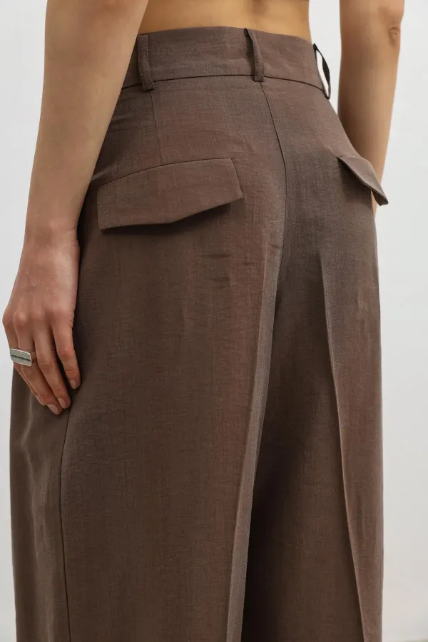 Pantalon large pour femme Antioch Coffee Lyocell Blend