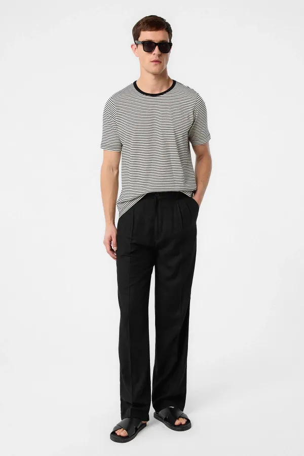 Antioch White Regular Fit Striped Men's T-Shirt