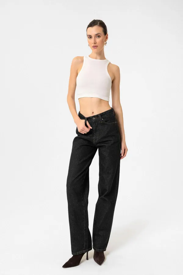 Débardeur court côtelé Antioch Ecru pour femme