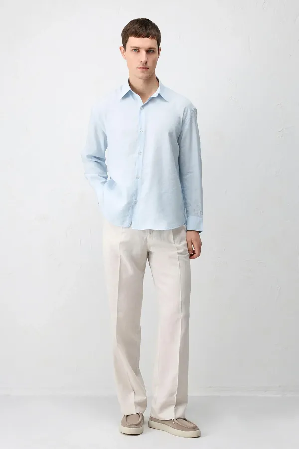 Antioch Bebe Mavi Modal Karışımlı Relax Fit Erkek Gömlek