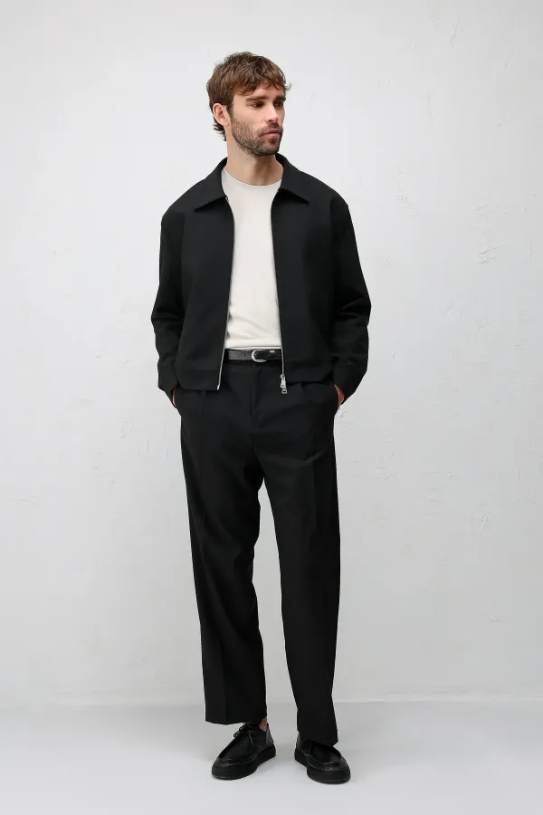 Veste Antioch noire à fermeture éclair et coupe décontractée pour homme