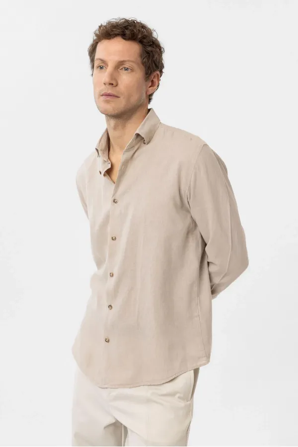 Antioch Beige Linen Blend Men's Shirt
