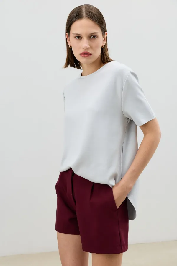 Antioch Açık Gri Dökümlü Kadın T-Shirt